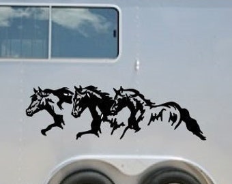 Horse Trailer Decal, Horses Running Left