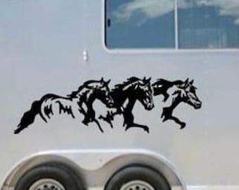 Horse Trailer Decal, Horses Running Right