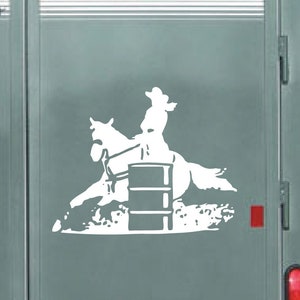 Carreras de barriles, calcomanía occidental, pegatina de rodeo, calcomanía de remolque de caballos