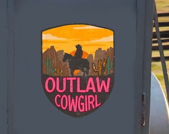 Outlaw Cowgirl, Horse Trailer Decal