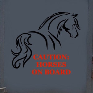 Horse Trailer Decal, Caution: Horses, Horse Outline