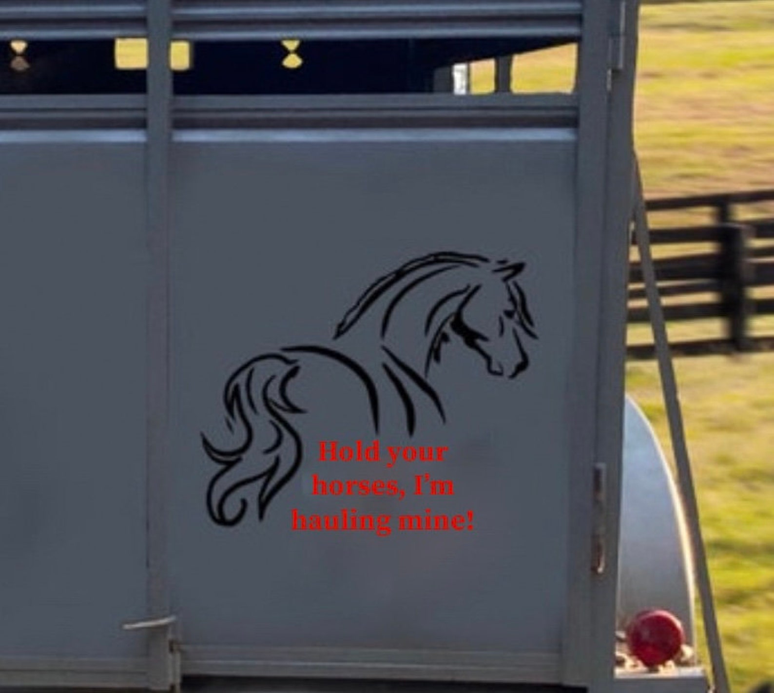 Horse Trailer Decal Horse Outline Hold Your Horses Etsy