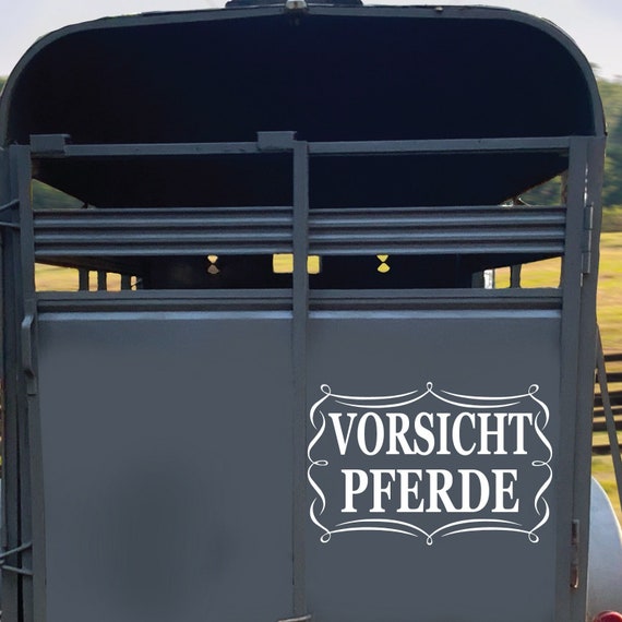 Pferdeanhänger Aufkleber, Sicherheitsaufkleber 'Vorsicht: Pferde', Eleganter Rand, Pferdeanhänger Zubehör