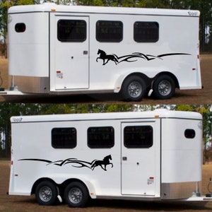 Horse Trailer Decals, Set of Two, Racking Horse, Pinstripe