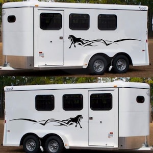 Horse Trailer Decals, Set of Two, Draft Horse, pinstripe