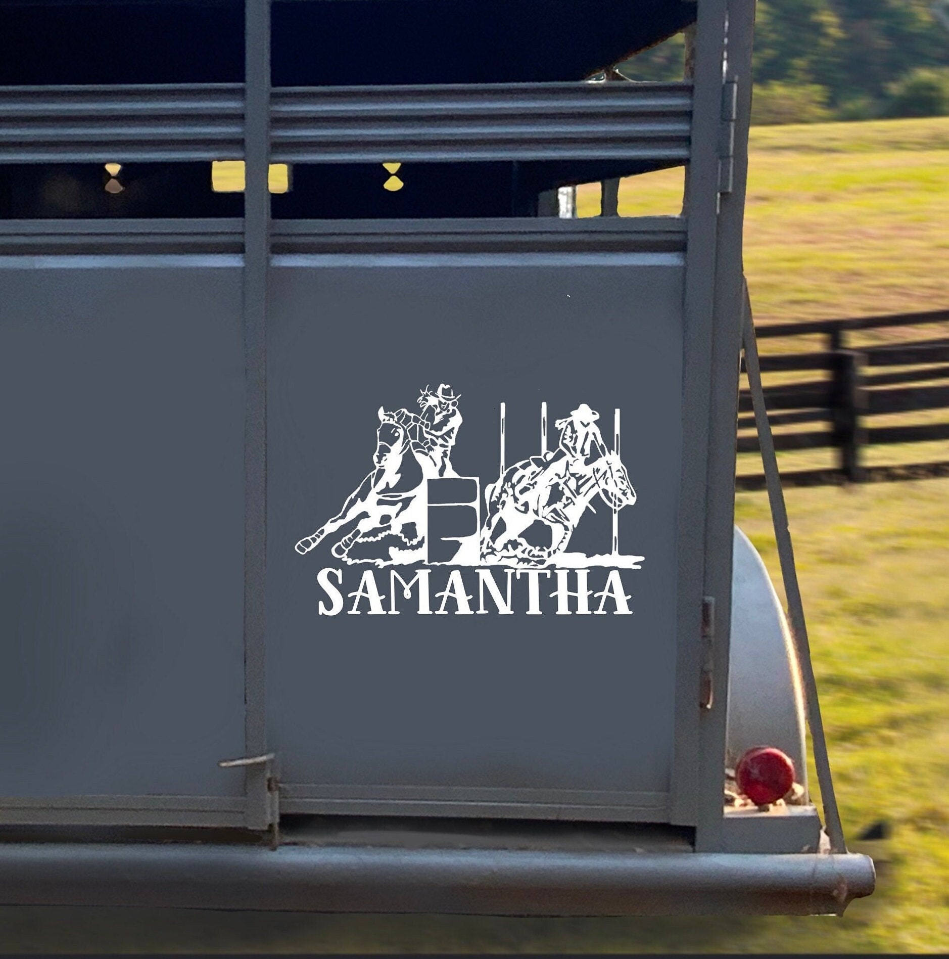 Pole Bending and Barrel Racing Custom Sticker, Cowgirl Decal, Equestrian Sticker, Horse Trailer Decal, Rodeo, Caution Decal