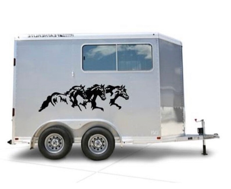 Horse Trailer Decal Horses Running Right Etsy
