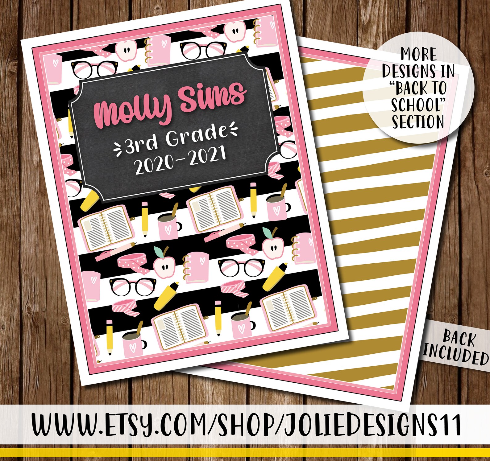 Personalized Customized Name Binder Cover Colorful Cute School Etsy