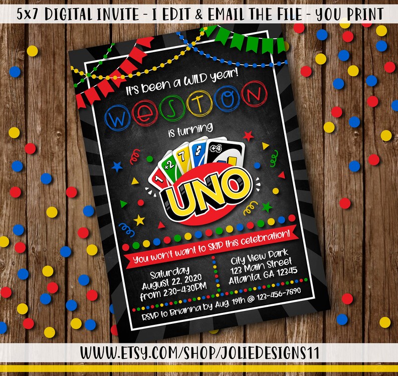 uno cards birthday invitation boys 1st first birthday etsy