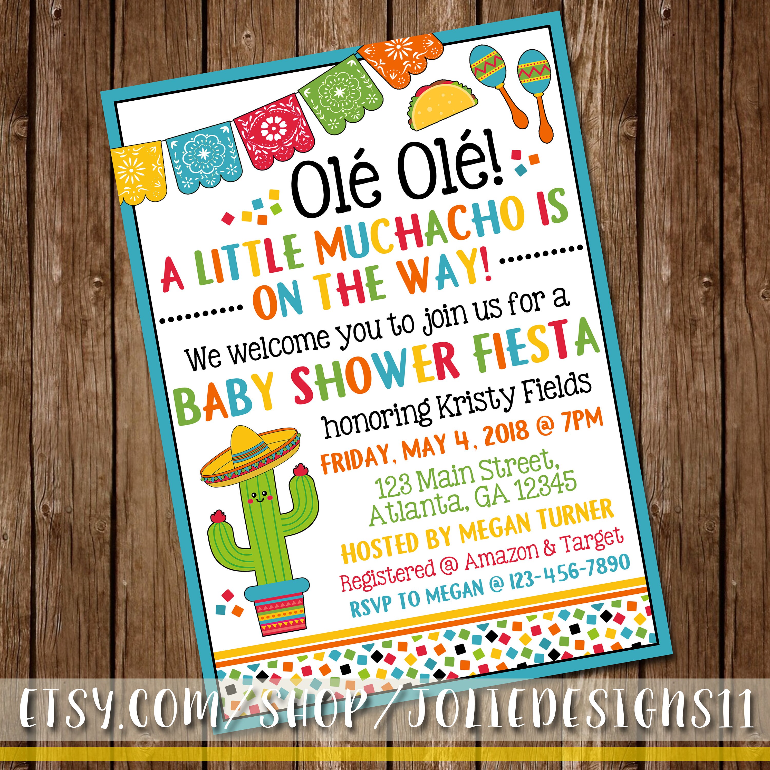 Fiesta Baby Shower Invitation Ole Ole A Little Muchacho Is Etsy
