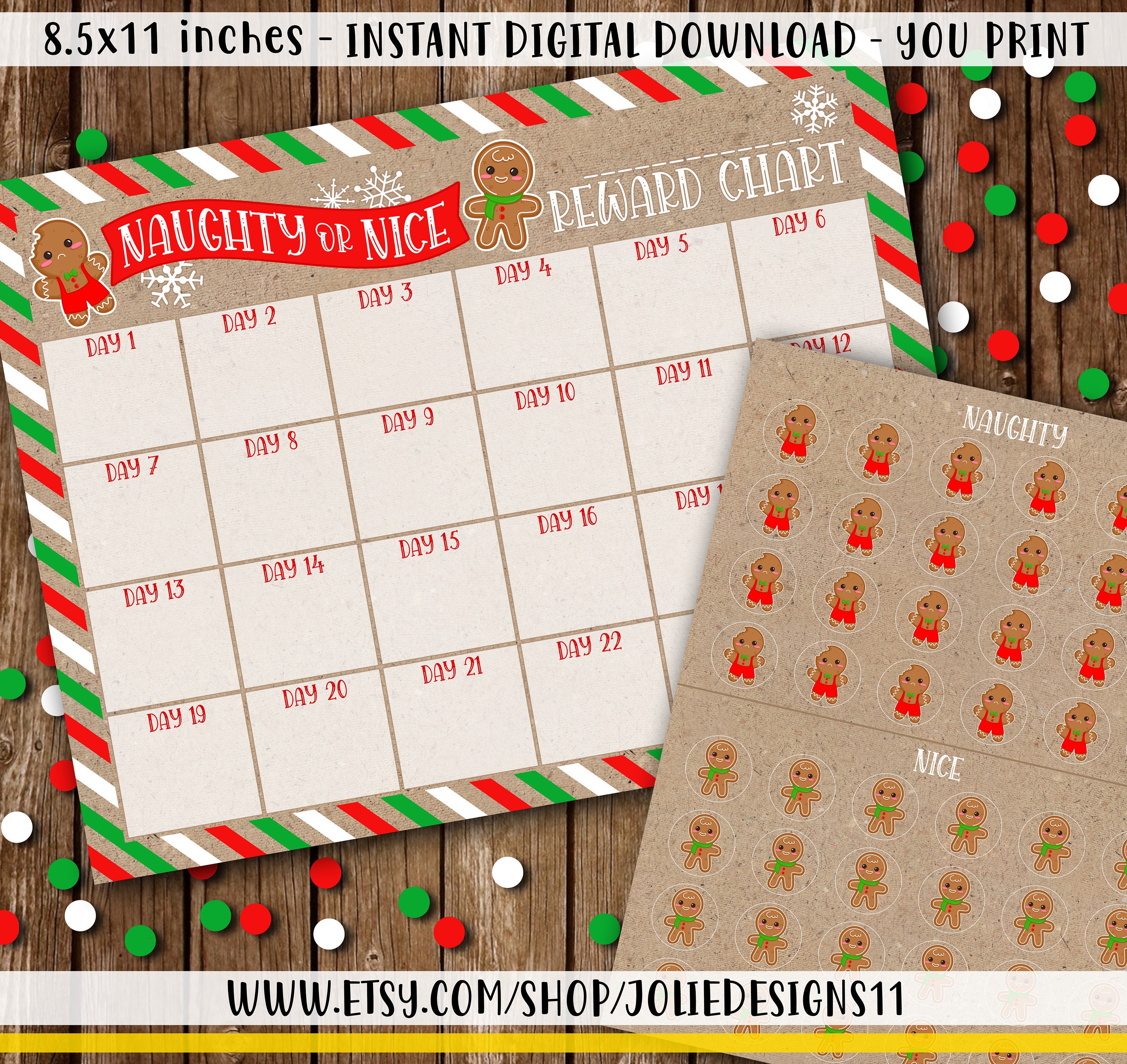 Naughty or Nice Reward Behavior Chart for Kids Children | Etsy