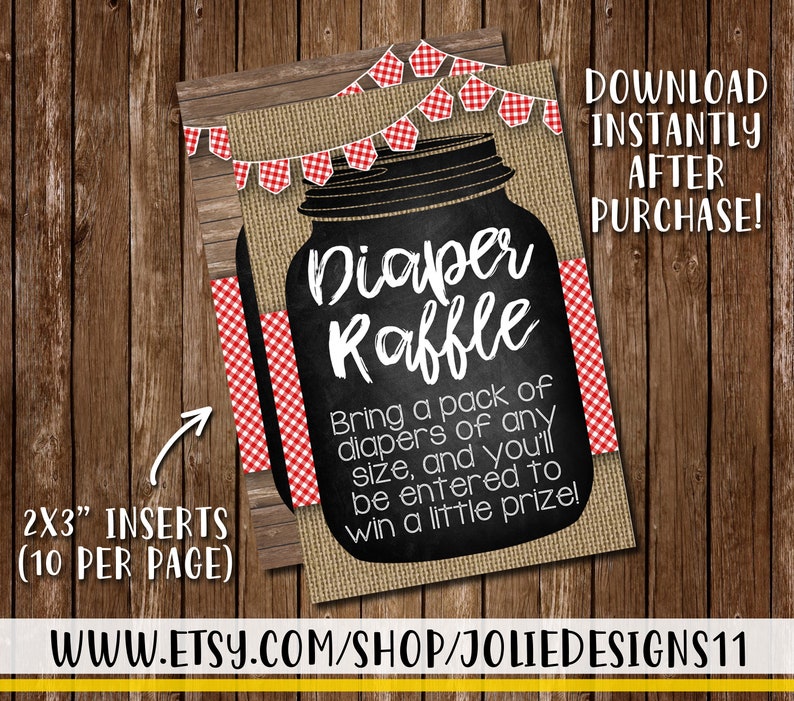 INSTANT Download Diaper Raffle Tickets BabyQ Outdoor BBQ Etsy