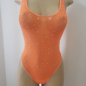 Mesh one piece with diamonds