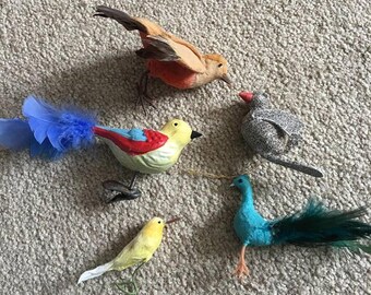 Lot of 5 vintage bird ornaments