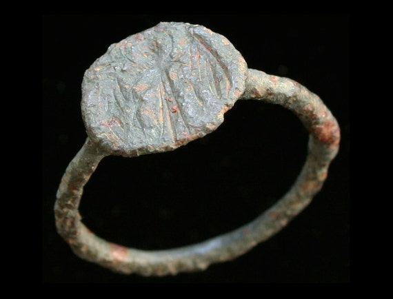 byzantine bronze ring with - Gem