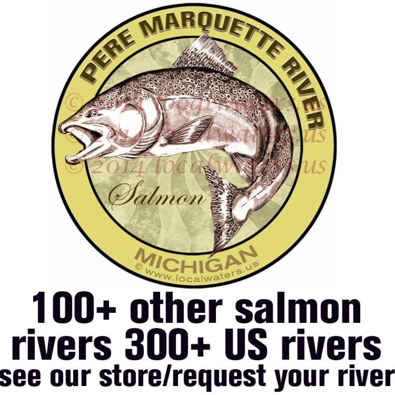 Pere Marquette River Sticker Salmon Fishing Michigan Decal Etsy