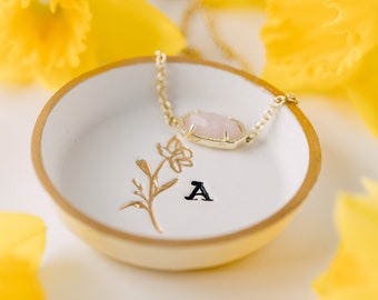Birth Flower Ring Dish | Daffodil Jewelry Dish | Personalized Small Dish | Gift for best friend | Custom birthday ring dish |