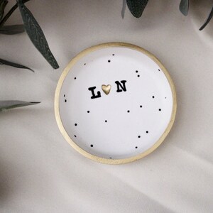 Couples ring dish, small speckled clay ring dishes, Initialed Jewelry dish, Wedding gift, girlfriend anniversary gift, newlyweds gift image 4