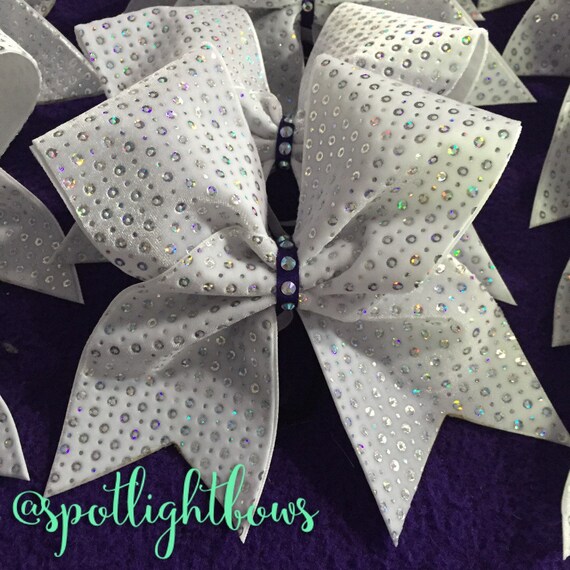 Items similar to Cheer Bow solid fabric with rhinestone center. on Etsy