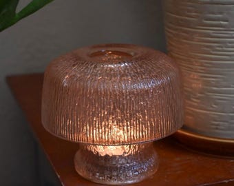 Vintage Indiana Glass Tiara Pink Mushroom Shaped Fairy Lamp