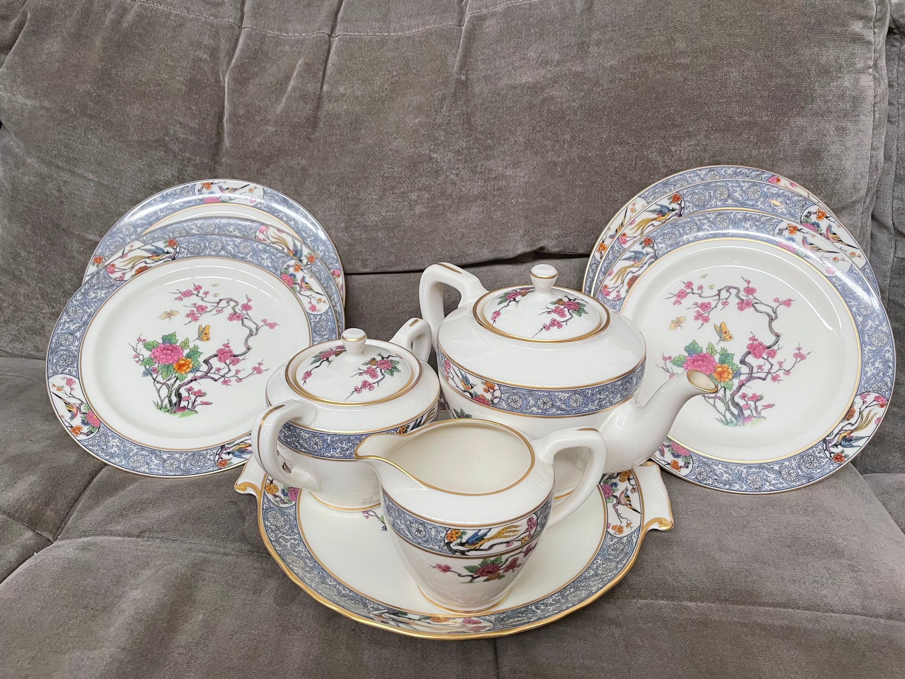 Vintage Lenox Ming Birds Fine China Coffee Tea Set Black Etsy