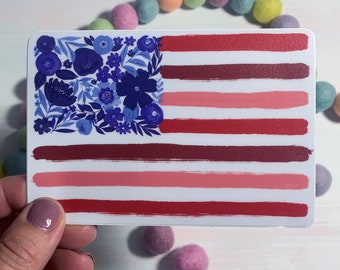 American Flag LARGE 5 inch Vinyl Sticker Floral Waterproof Matte | Car Decal | Die Cut Decal Sticker | Laptop | Tumbler | Tablet