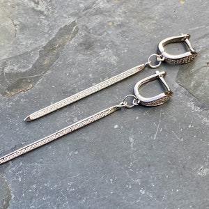 Spike Earrings Sterling Silver;  Spike Hoop Earrings; Long Sterling Spike