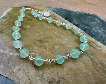 Aqua Chalcedony Necklace: Sterling Silver Faceted Stone Choker