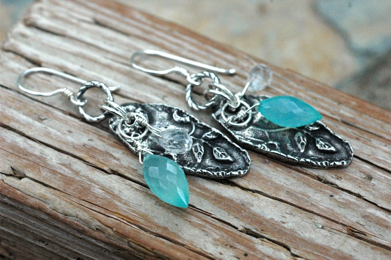 Aqua Chalcedony Earrings; Inviciti; Floral Earrings; Sky Blue; Multi Gemstone Earrings; Aquamarine Earrings; Nature Inspired