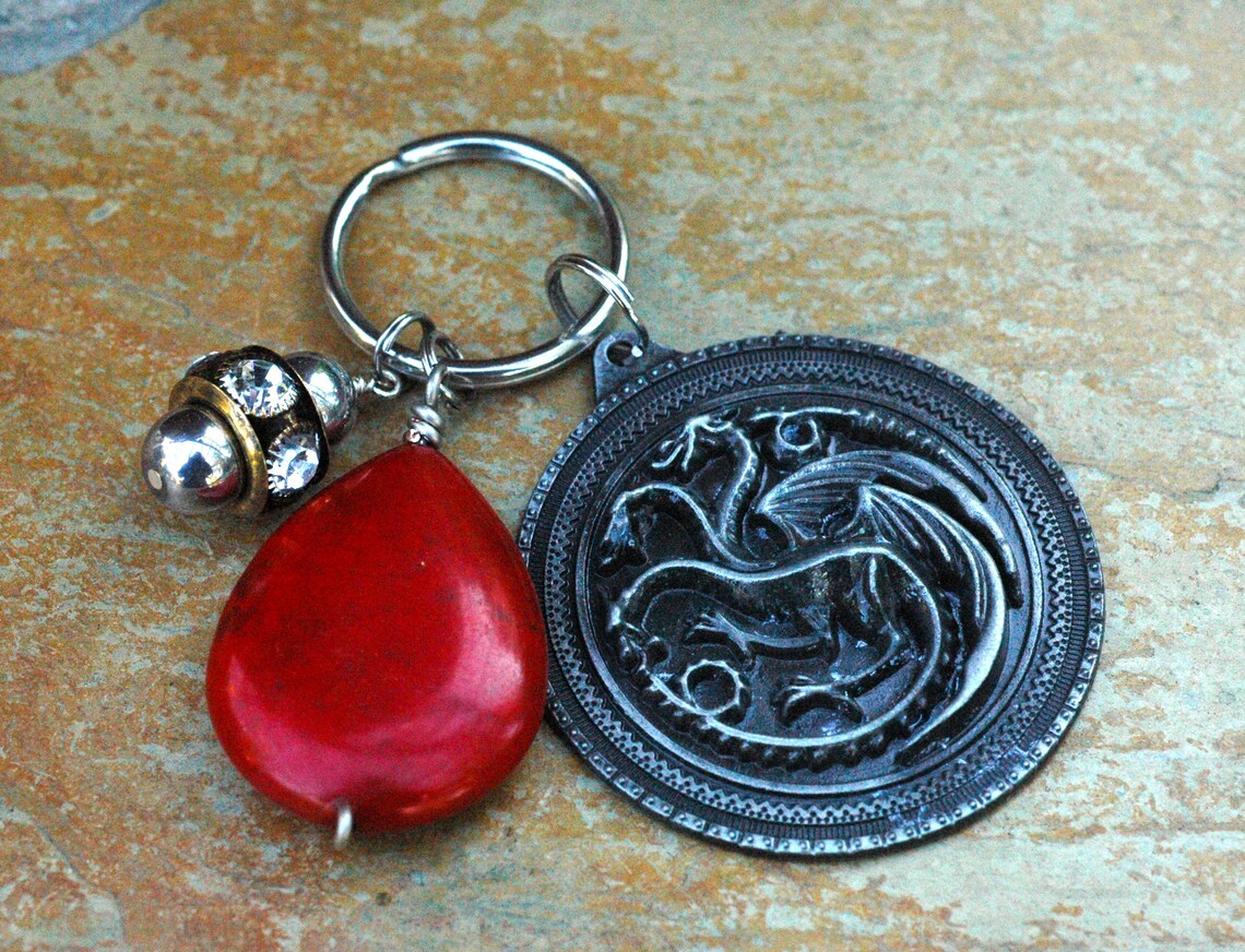 Game of Thrones Keychain Dragon GOT Key Chain Daenerys Etsy