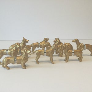 11 Dog Place Card Holder Magnets in Gold or Silver Hand Painted 11 dogs