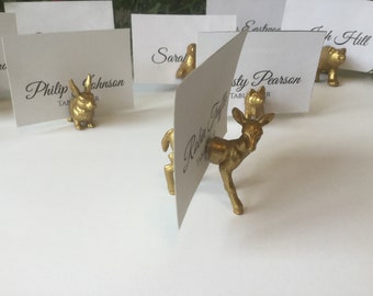 72 Woodland Animal Magnetic Place Card Holders in Gold or Silver