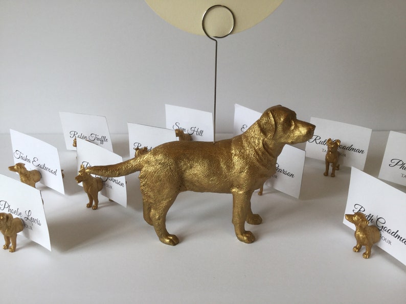 Labrador table number holder in gold or silver image 3