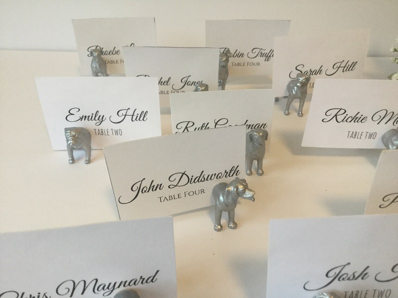 11 Wedding Place Card Dog Magnet Holders Hand Painted in Silver or Gold image 1