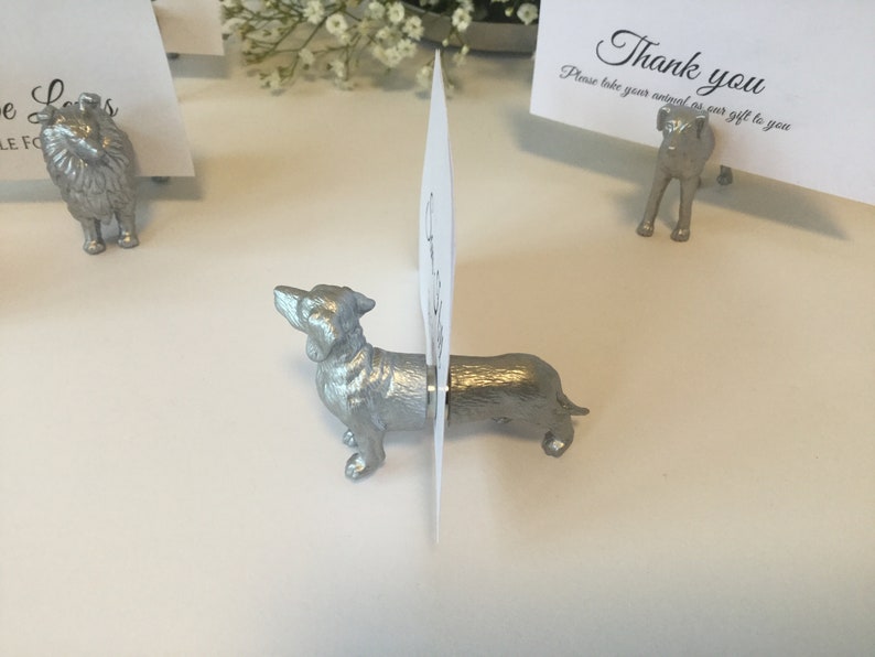 11 Wedding Place Card Dog Magnet Holders Hand Painted in Silver or Gold image 2