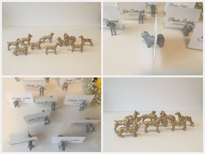 11 Wedding Place Card Dog Magnet Holders Hand Painted in Silver or Gold image 6