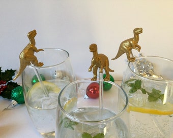 Cocktail drink stirrers swizzle sticks Dinosaur cocktail sticks. Tyrannosaurus Rex