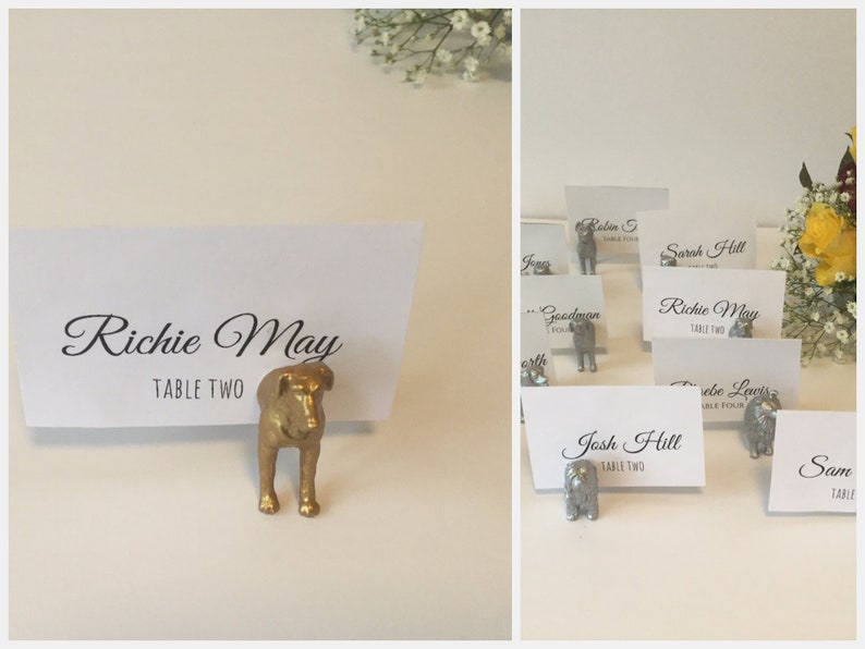 11 Wedding Place Card Dog Magnet Holders Hand Painted in Silver or Gold image 7