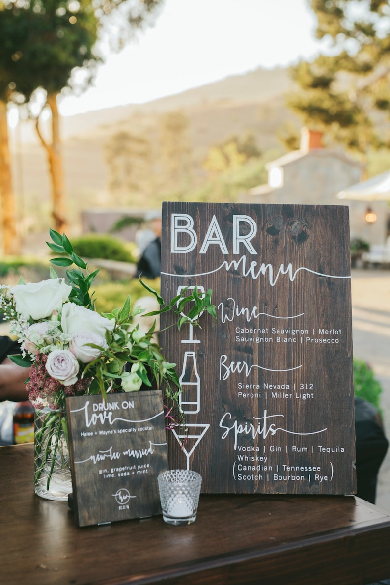 Custom Solid Wood Bar Menu or Food Menu for Wedding image 0