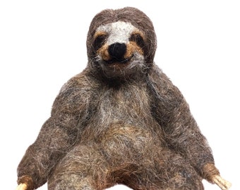 Needle Felted Sloth: Alpaca Fiber Soft Sculpture