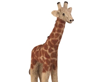 Giraffe ~ Needle Felted Sculpture Hand Crafted in Alpaca Fiber: Alpaca Miniature Ornament Decor