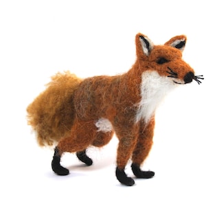 Needle Felted Red Fox Sculpture: Real Alpaca Fiber