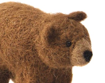 Needle Felted Grizzly Mountain Bear: Alpaca Fiber Ornament