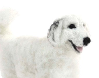 Needle Felted Great Pyrenees Dog Sculpture: Real Alpaca Fiber