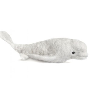 Needle Felted Beluga Whale: Handmade Alpaca Sculpture Miniature Figurine Decoration