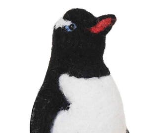 Gentoo Penguin: Needle Felted Collection Hand Made in Alpaca Fiber