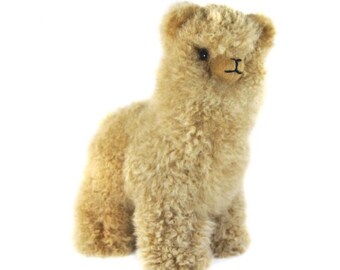 Plush Mama Alpaca Alpaca 10" Sculpture: Hand Made Stuffed Animal Using Ethical Fur Collectible Toy