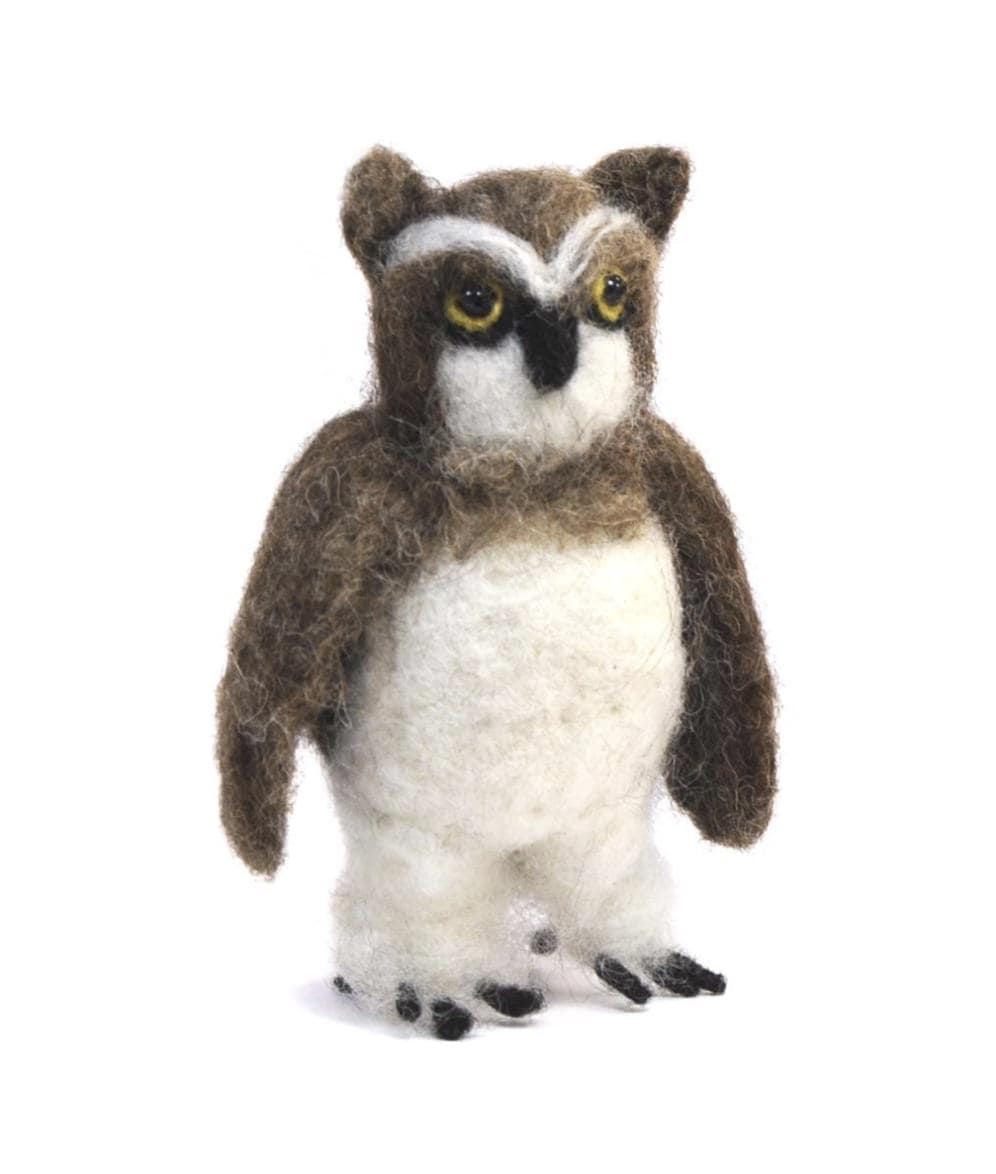 Needle Felted Long-eared Owl Sculpture: Hand Made in Alpaca Fiber