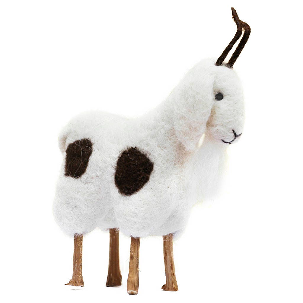 Needle Felted Goat an Ornament Made With Alpaca Fiber by Hand Etsy
