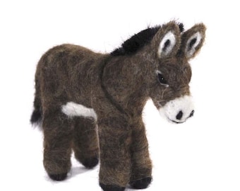 Needle Felted Donkey Sculpture: Handmade in Alpaca Fiber